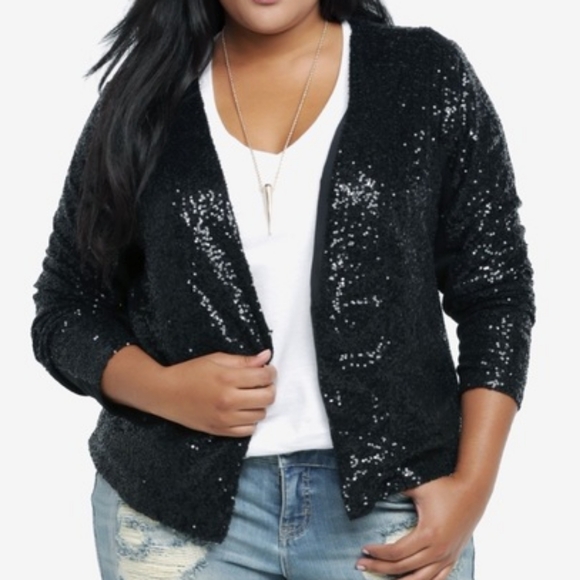 Torrid Sequin Drape Jacket Blazer - Picture 1 of 7